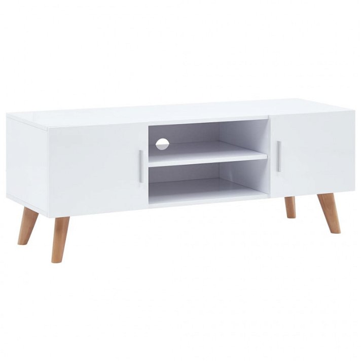 Mueble para TV fabricado en MDF con patas de madera 80x46 cm color blanco Vida XL