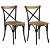 Conjunto de 2 cadeiras de madeira maciça de mangueira com acabamento natural com estrutura de aço de cor preto VidaXL