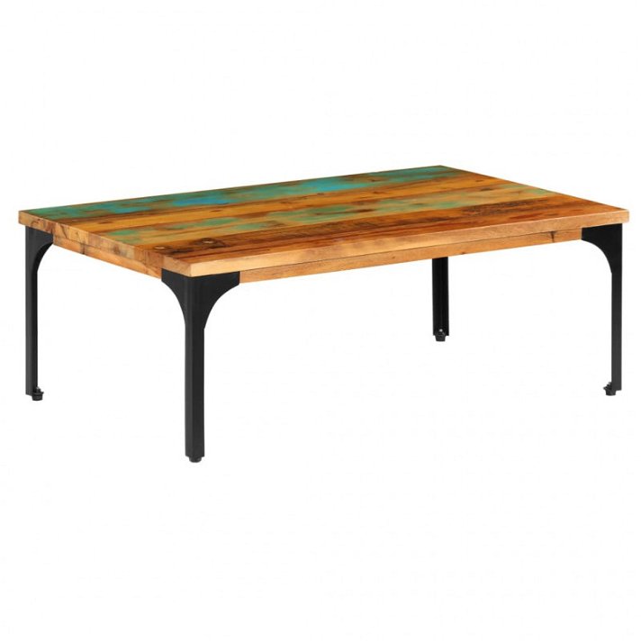 Mesa de centro hecha de madera maciza reciclada con estilo industrial 100 cm Vida XL