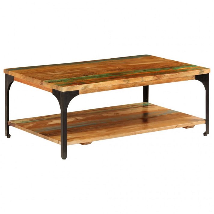 Table basse en bois recyclé et structure noire Vida XL