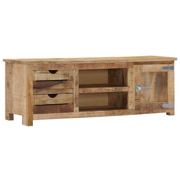 Mueble para la TV 120x30x40cm madera maciza de mango 2 cajones Vida XL