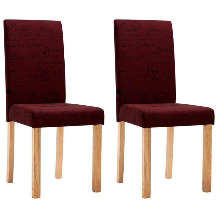Set di sedie di tessuto con stampaggio rosso vino Vida XL