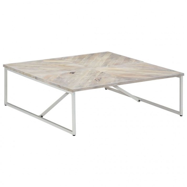 Tavolino in legno con struttura bianca Vida XL