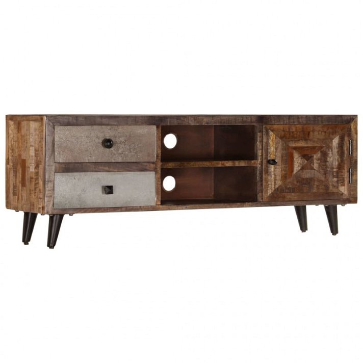 Mueble para TV fabricado en madera maciza de mango 118x40 cm color marrón y blanco Vida XL