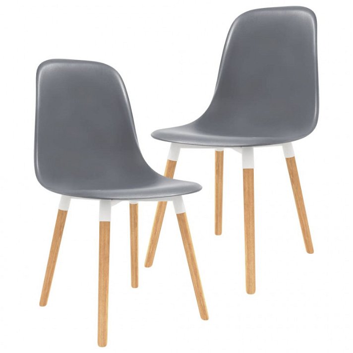 Conjunto de 2 cadeiras fabricadas em plástico e madeira de cor cinzento da marca VidaXL