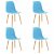 Set di quattro sedie per sala da pranzo fabbricate in plastica colore azzurro e legno Vida XL