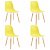 Pacote de quatro cadeiras de jantar feitas de plástico amarelo e madeira de cor Vida XL