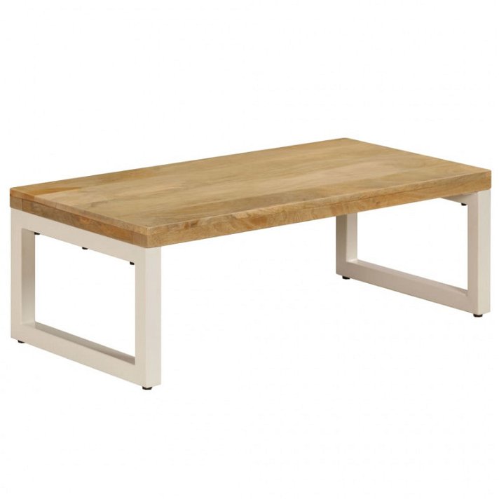 Tavolino in legno con struttura in ferro bianco Vida XL