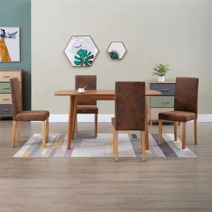 Chaises de salle à manger en similicuir marron 4 pièces Vida XL