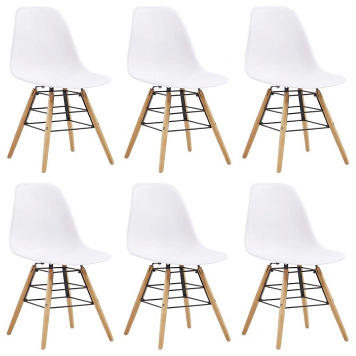 Set di sedie da sala da pranzo fabbricate in plastica e legno di faggio Vida XL