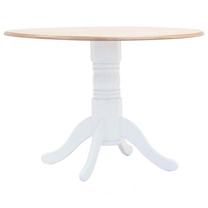 Tavolo rotondo in legno massiccio bianco e marrone Vida XL