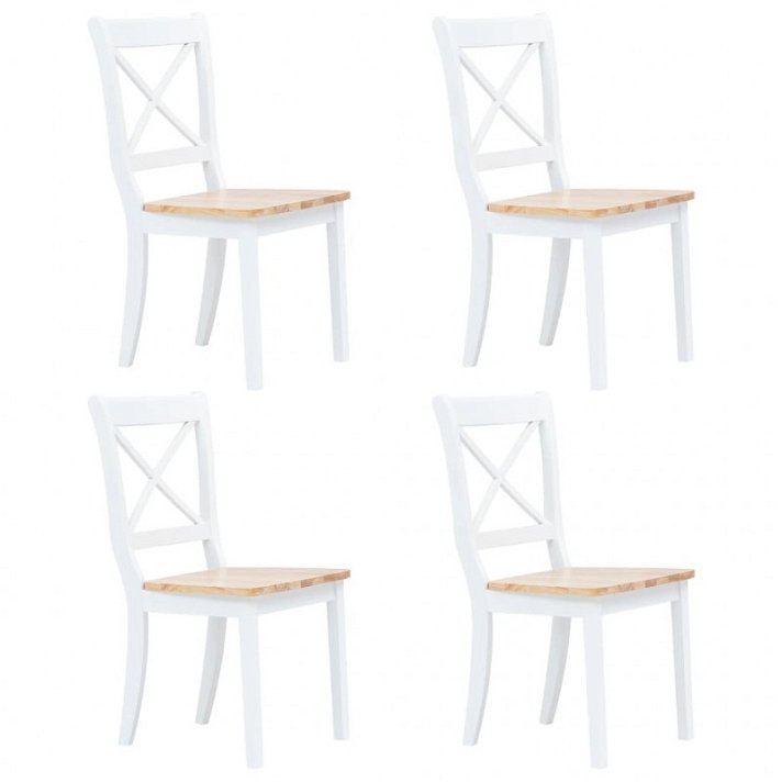 Pack de sillas de comedor madera maciza de caucho con acabado blanco y marrón Vida XL