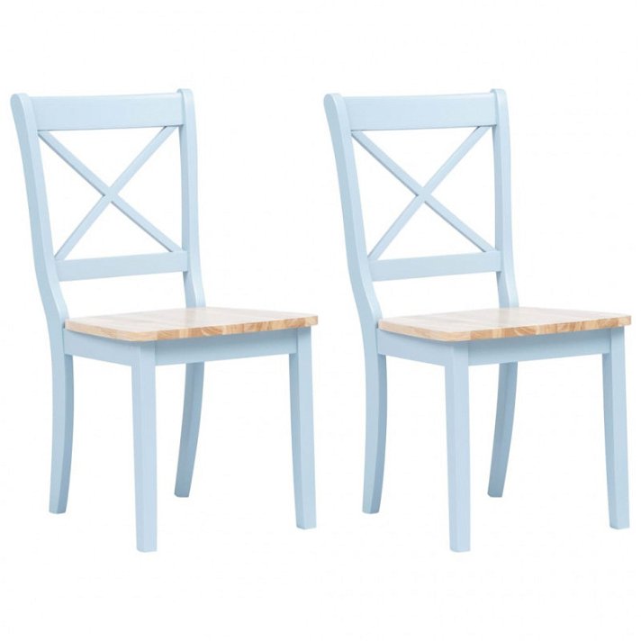 Set di sedie per sala da pranzo di legno di caucciù grigio Vida XL