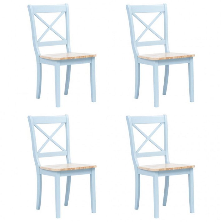Set di sedie per sala da pranzo legno massiccio di gomma con finitura grigio e legno chiaro Vida XL