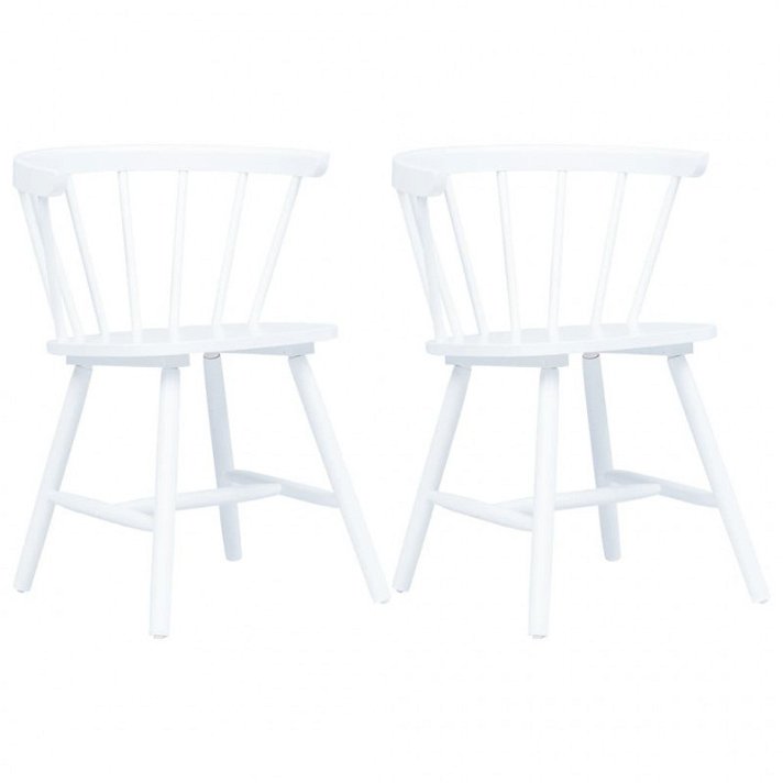 Cadeiras de jantar 2 pcs. madeira de borracha maciça Vida XL branca