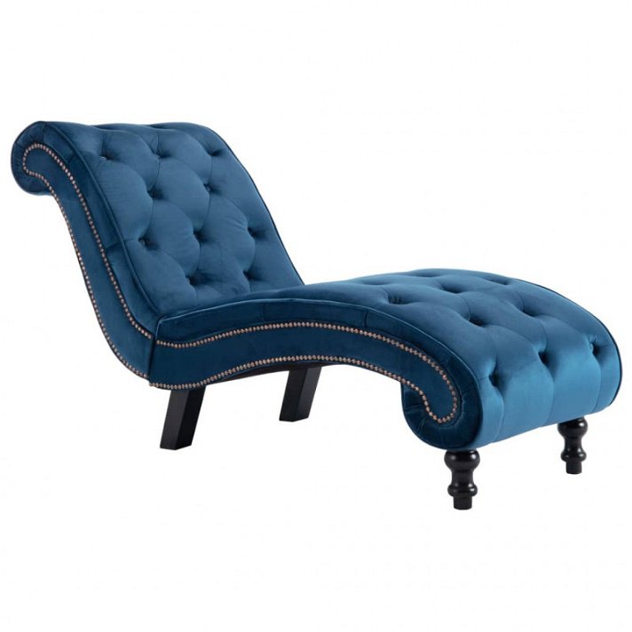 Chaise longue in velluto blu Vida XL