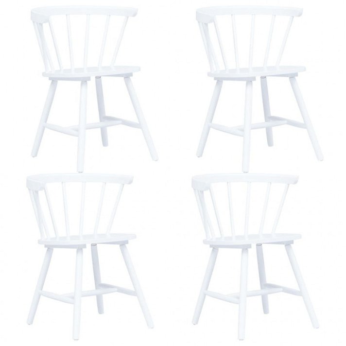 Cadeiras de jantar 4 pcs. de madeira maciça de borracha branca Vida XL