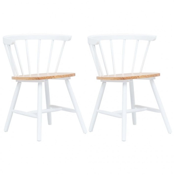 Cadeiras de sala de jantar 2 pcs madeira maciça de borracha madeira branca madeira clara Vida XL