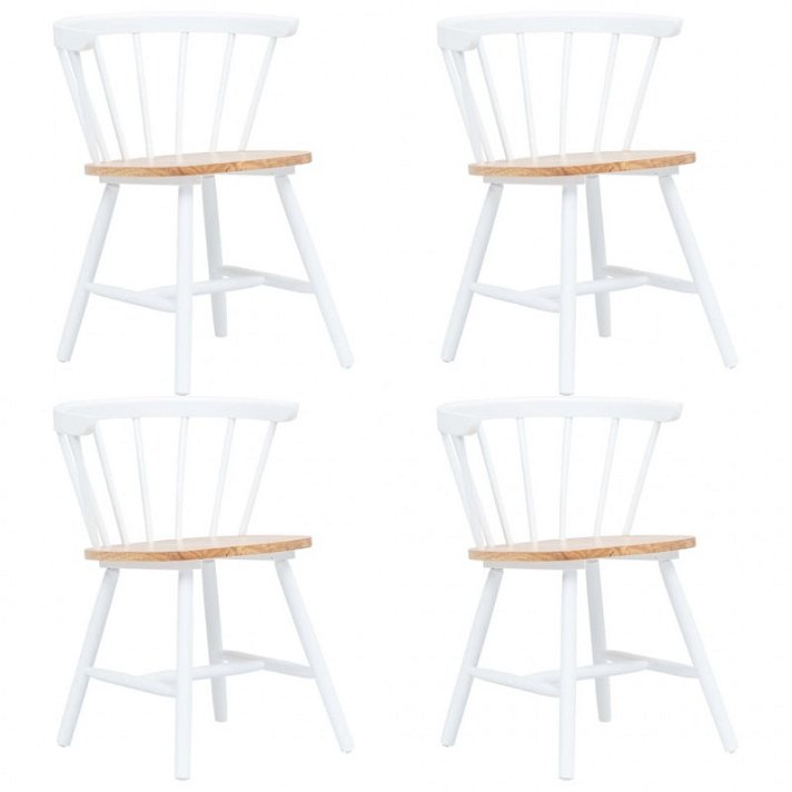 Cadeiras de sala de jantar 4 pcss de madeira maciça de borracha branca madeira clara Vida XL
