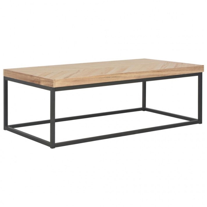 Tavolino rettangolare in legno con piano intagliato Vida XL