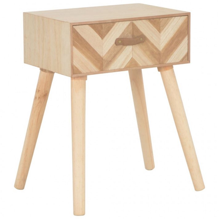 Mesa de cabeceira com gaveta de madeira de Paulowinia e pinus Vida XL