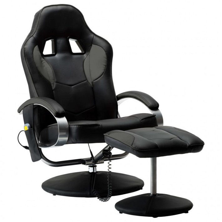 Sedia massaggiatrice con poggiapiedi ufficio pelle grigia Vida XL