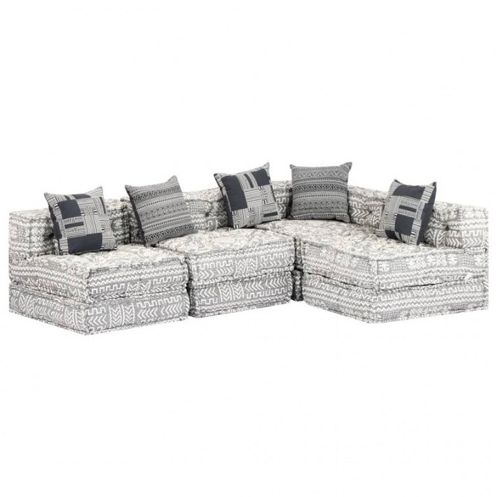Sofá cama de 4 plazas de tela gris Vida XL
