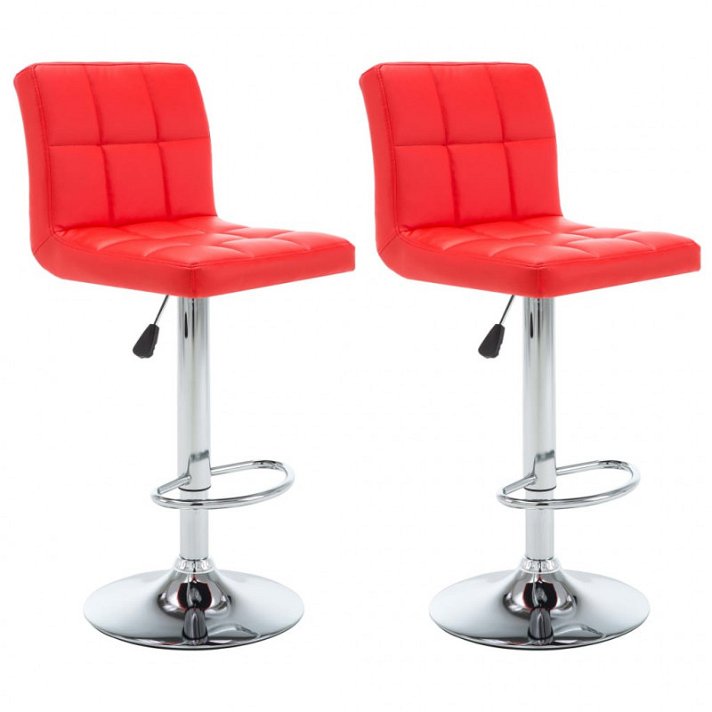 Set di sedie da bar per cucina con braccioli struttura cromo e tappezzato ecopelle rossa Vida XL
