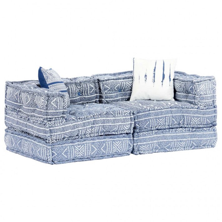 Sofá-cama tecido patchwork índigo Vida XL