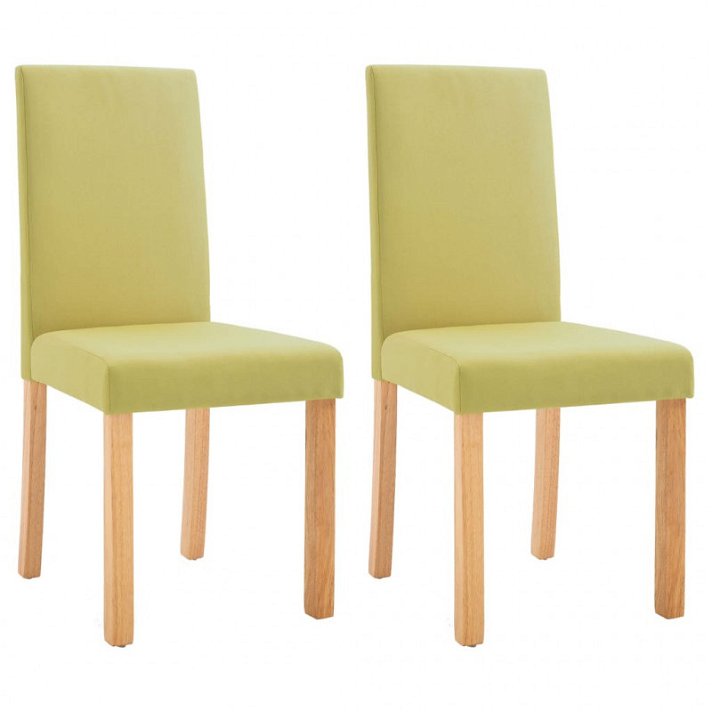 Conjunto de cadeiras de tecido e pernas de borracha verde Vida XL