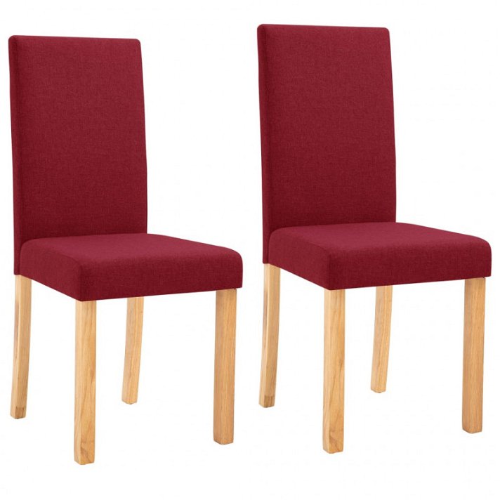 Set di sedie di tessuto e piedini di caucciù rosso vino Vida XL
