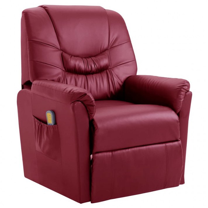 Poltrona de massagem reclinável de couro sintético vermelho tinto Vida XL