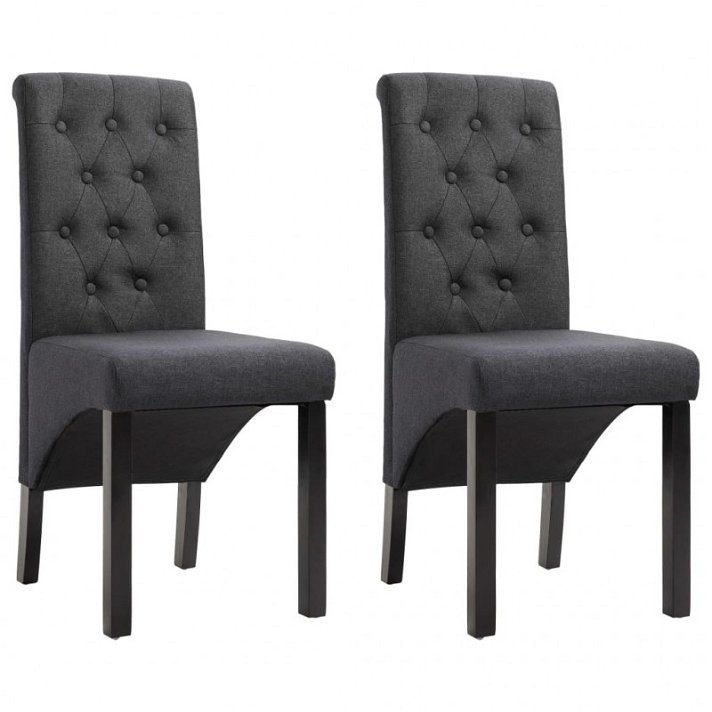 Set di sedie di tessuto con schienale capitonné grigio scuro Vida XL
