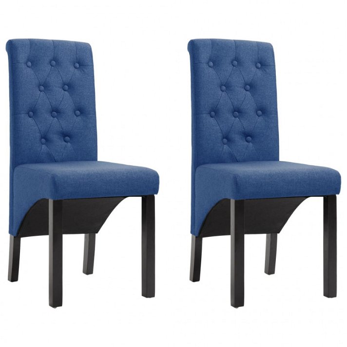 Conjunto de cadeiras de tecido com encosto capitoné azul Vida XL