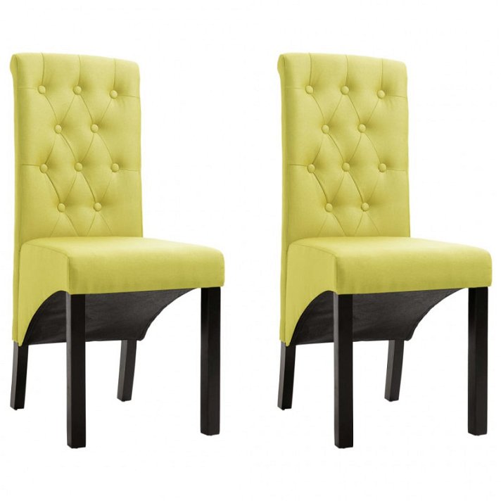 Set di sedie di tessuto con schienale capitonné verde Vida XL
