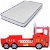 Letto per bambino di 220 cm a forma di camion dei pompieri con materasso di poliestere Vida XL