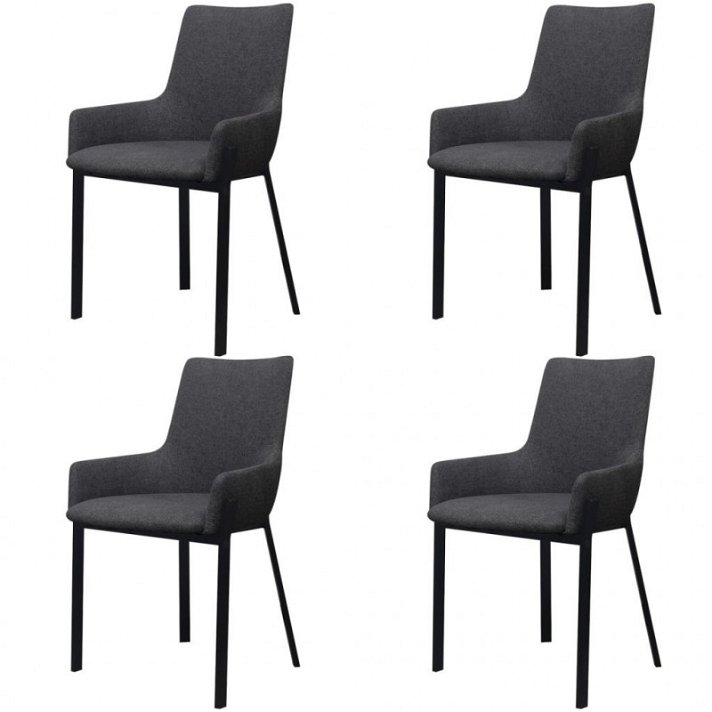 Set de 4 sillas de comedor con estructura de acero y tapizadas en tela gris oscuro Vida XL