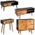 Conjunto muebles de salón con 4 piezas de madera de acacia con acabado natural y negro Vida XL