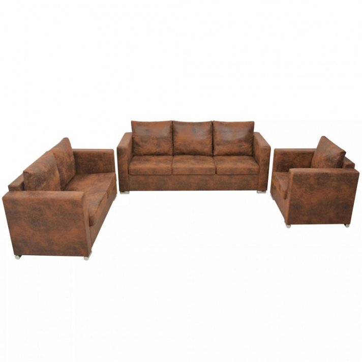Conjunto de sofás de 3 piezas de cuero sintético Vida XL