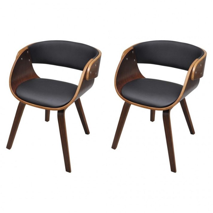 Pack de sillas de comedor de madera curvada marrón Vida XL
