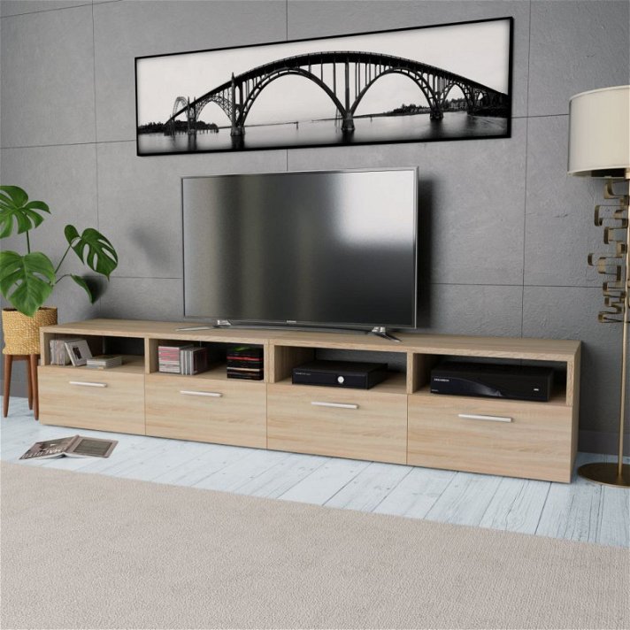 Mobile per TV soggiorno 2 pezzi legno di rovere 95x35x36 cm Vida XL