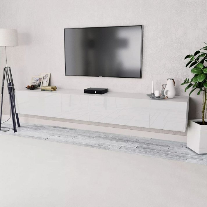 Dos muebles para TV de MDF aglomerado color blanco brillante y mate de 120 cm de ancho Vida XL