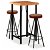 Mesa de bar com 2 cadeiras de madeira de acácia maciça com pernas de aço e estofadas em couro Vida XL