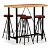 Mesa de bar con 4 sillas de madera de acacia maciza con patas de acero y tapizadas en cuero genuino Vida XL