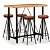 Conjunto de mesa de bar alta e 4 cadeiras de madeira de acácia maciça com pernas de aço e estofado em couro Vida XL