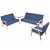 Juego de sofás para 6 personas estructura de madera y tapizado de tela azul Vida XL