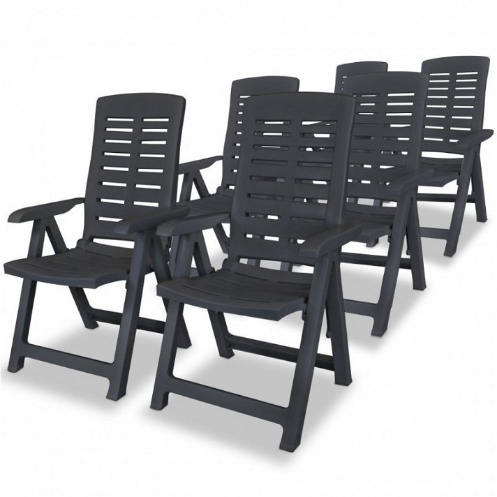 Pack de seis cadeiras de jardim reclináveis e dobráveis fabricadas em plástico de cor cinzento-antracite Vida XL