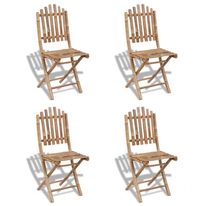 Pack de cadeiras de jardim dobráveis 50x92x42 cm fabricadas em bambu robusta Vida XL
