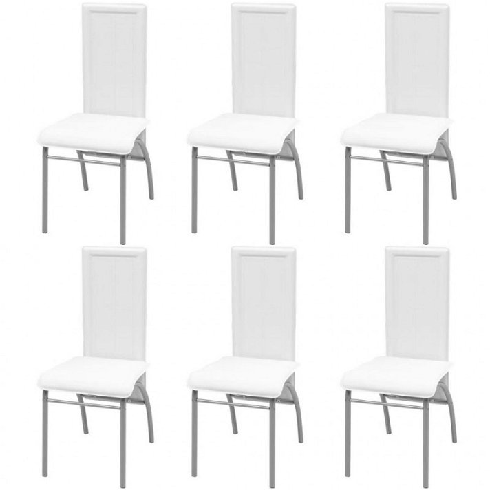 Conjunto de cadeiras de sala de jantar estofadas em couro artificial 44x95 cm de cor branco Vida XL