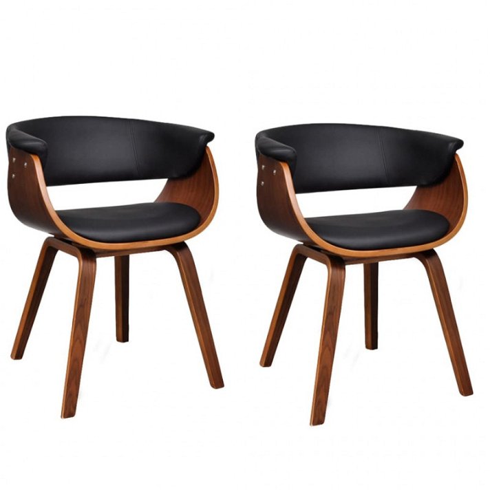 Conjunto de cadeiras para sala de jantar em madeira curvada preta Vida XL